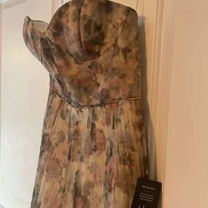 Lulu's Most Beautiful Day Ivory Multi Floral Print Organza Maxi Dress size 8